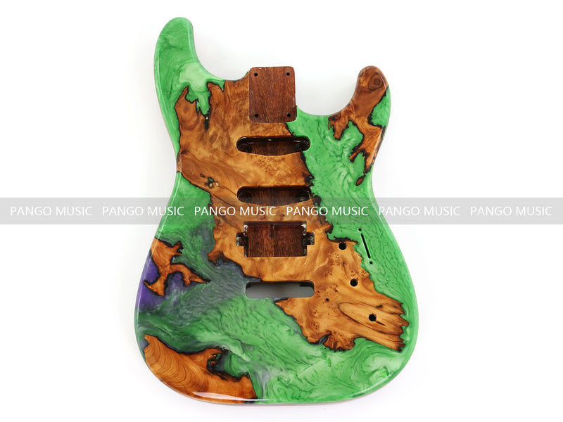One-of-a-Kind Burl Wood Veneer Epoxy Resin ST Style Electric Guitar Body (SBE-017)