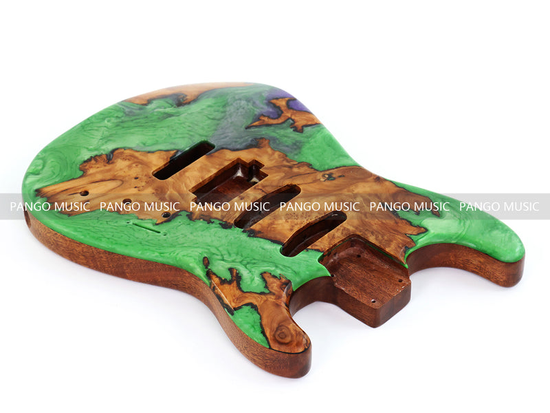 One-of-a-Kind Burl Wood Veneer Epoxy Resin ST Style Electric Guitar Body (SBE-017)