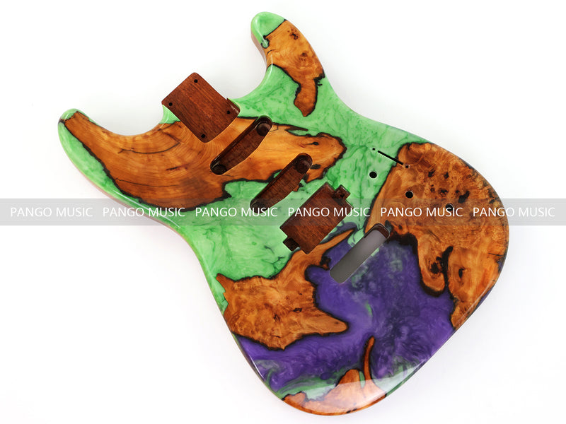 One-of-a-Kind Burl Wood Veneer Epoxy Resin ST Style Electric Guitar Body (SBE-028)