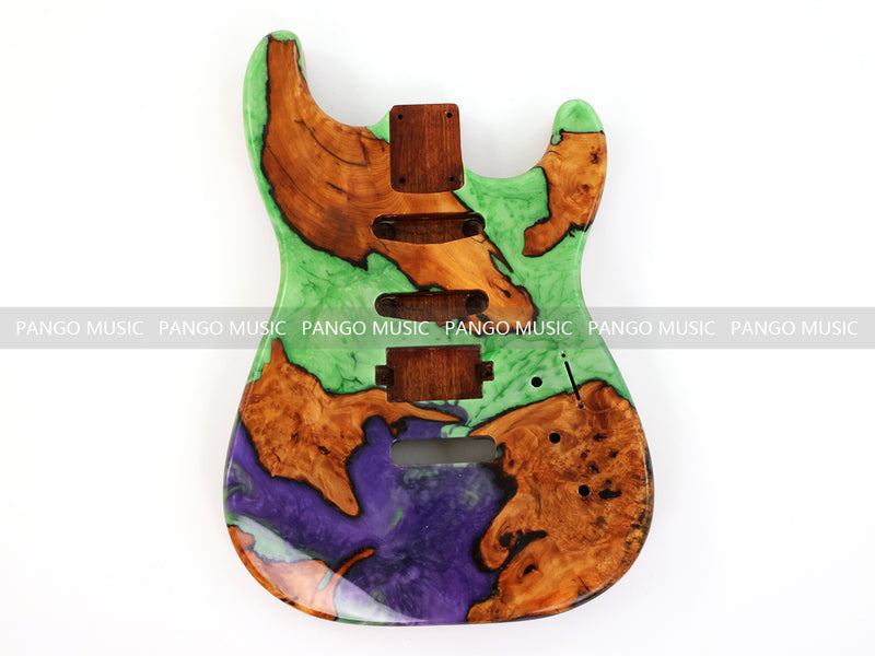 One-of-a-Kind Burl Wood Veneer Epoxy Resin ST Style Electric Guitar Body (SBE-028)