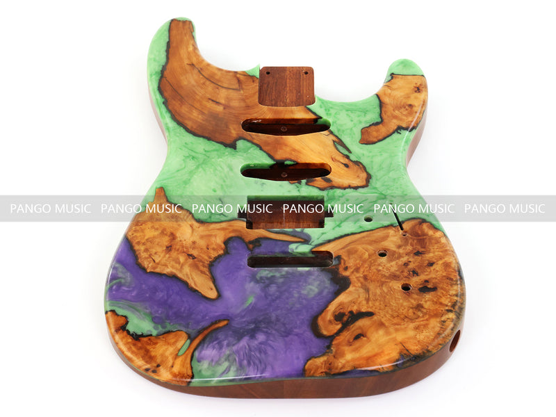 One-of-a-Kind Burl Wood Veneer Epoxy Resin ST Style Electric Guitar Body (SBE-028)