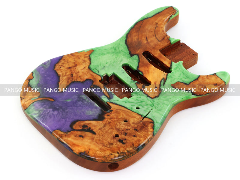 One-of-a-Kind Burl Wood Veneer Epoxy Resin ST Style Electric Guitar Body (SBE-028)
