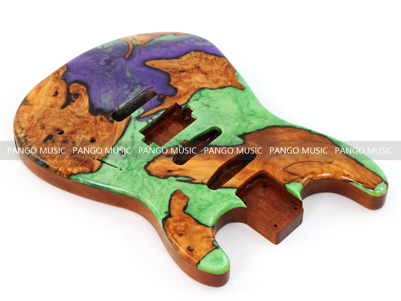 One-of-a-Kind Burl Wood Veneer Epoxy Resin ST Style Electric Guitar Body (SBE-028)