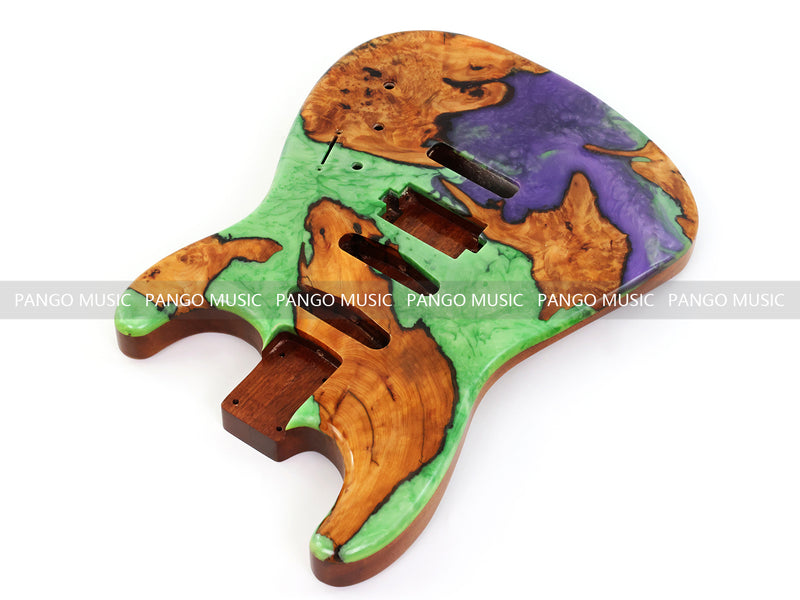One-of-a-Kind Burl Wood Veneer Epoxy Resin ST Style Electric Guitar Body (SBE-028)