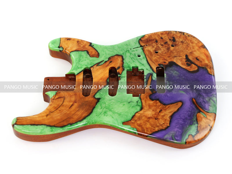 One-of-a-Kind Burl Wood Veneer Epoxy Resin ST Style Electric Guitar Body (SBE-028)