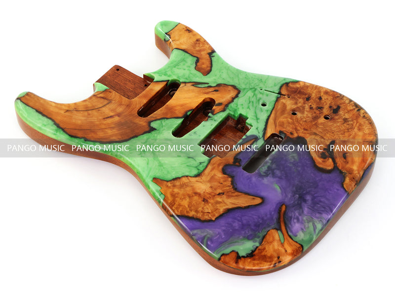One-of-a-Kind Burl Wood Veneer Epoxy Resin ST Style Electric Guitar Body (SBE-028)