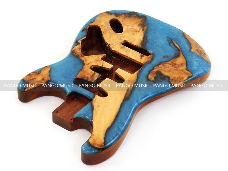 One-of-a-Kind Burl Wood Veneer Epoxy Resin ST Style Electric Guitar Body (SBE-030)