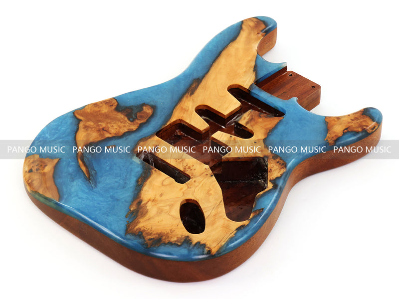 One-of-a-Kind Burl Wood Veneer Epoxy Resin ST Style Electric Guitar Body (SBE-030)
