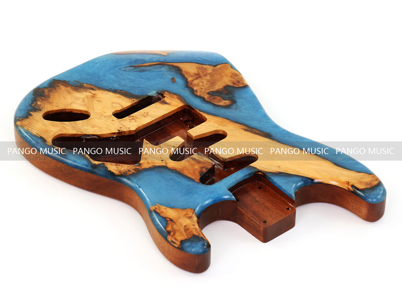 One-of-a-Kind Burl Wood Veneer Epoxy Resin ST Style Electric Guitar Body (SBE-030)