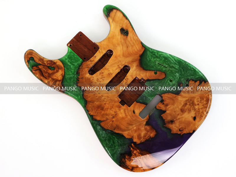 One-of-a-Kind Burl Wood Veneer Epoxy Resin ST Style Electric Guitar Body (SBE-031)