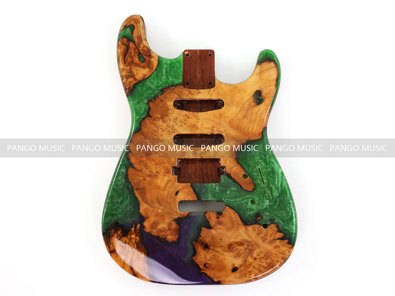 One-of-a-Kind Burl Wood Veneer Epoxy Resin ST Style Electric Guitar Body (SBE-031)