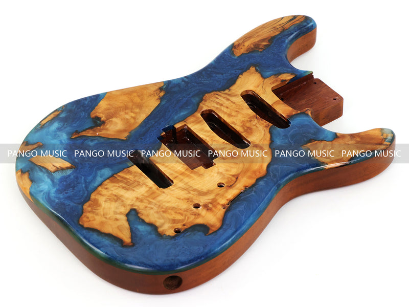 One-of-a-Kind Burl Wood Veneer Epoxy Resin ST Style Electric Guitar Body (SBE-032)