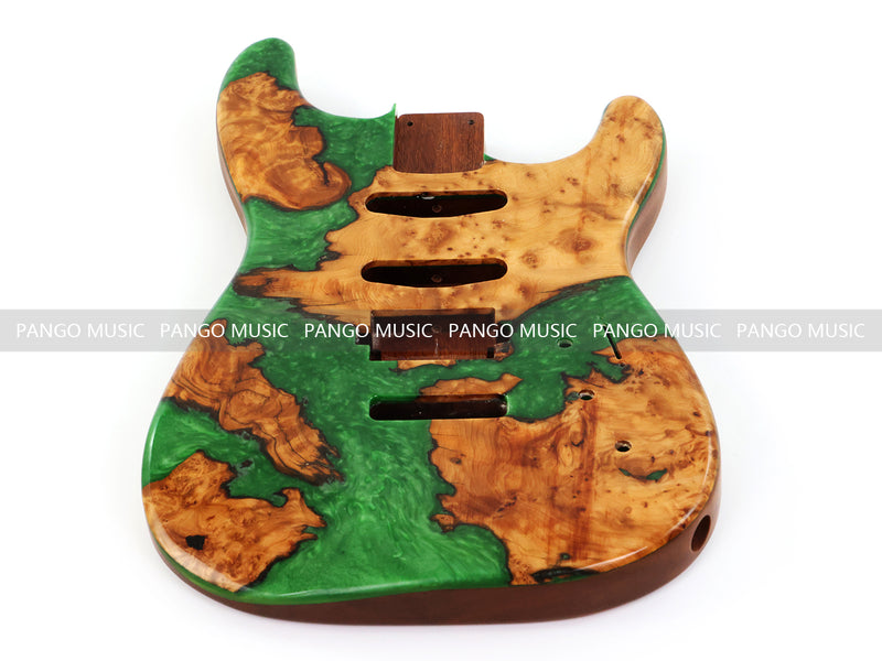 One-of-a-Kind Burl Wood Veneer Epoxy Resin ST Style Electric Guitar Body (SBE-033)