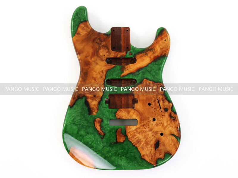 One-of-a-Kind Burl Wood Veneer Epoxy Resin ST Style Electric Guitar Body (SBE-034)