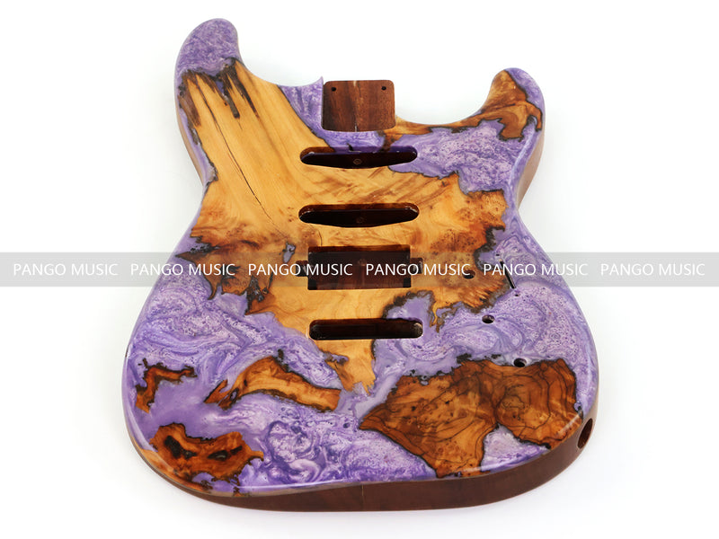 One-of-a-Kind Burl Wood Veneer Epoxy Resin ST Style Electric Guitar Body (SBE-035)