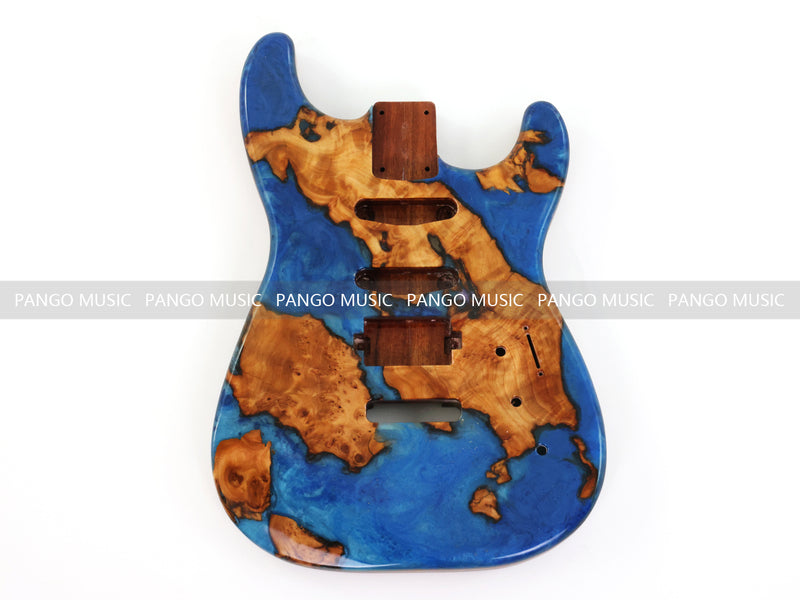 One-of-a-Kind Burl Wood Veneer Epoxy Resin ST Style Electric Guitar Body (SBE-036)