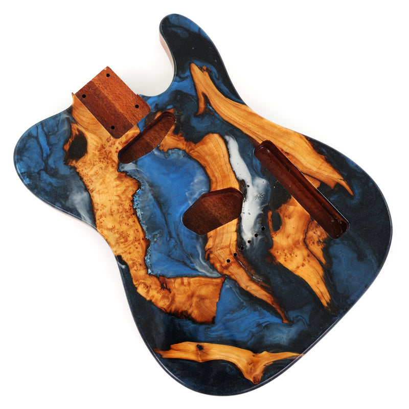 One-of-a-Kind Burl Wood Veneer Epoxy Resin TL Style Electric Guitar Body (BE-001)