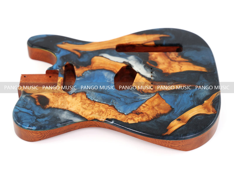 One-of-a-Kind Burl Wood Veneer Epoxy Resin TL Style Electric Guitar Body (BE-001)