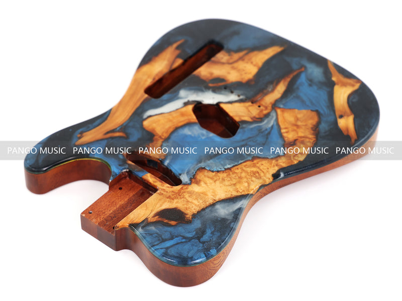 One-of-a-Kind Burl Wood Veneer Epoxy Resin TL Style Electric Guitar Body (BE-001)