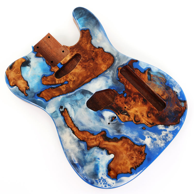 One-of-a-Kind Burl Wood Veneer Epoxy Resin TL Style Electric Guitar Body (BE-002)