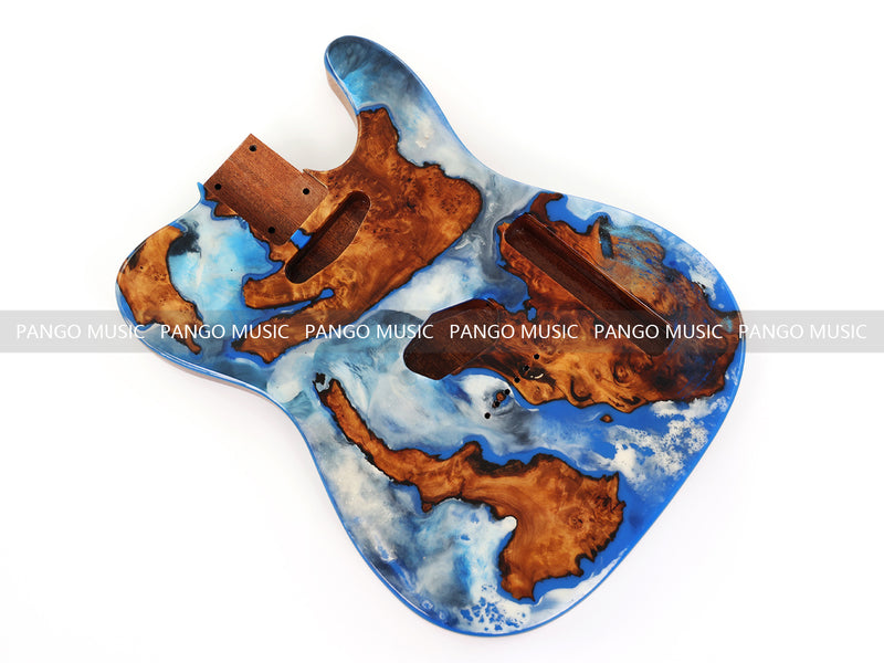 One-of-a-Kind Burl Wood Veneer Epoxy Resin TL Style Electric Guitar Body (BE-002)