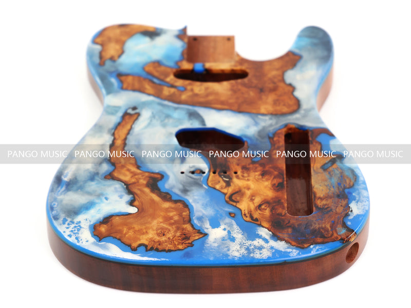 One-of-a-Kind Burl Wood Veneer Epoxy Resin TL Style Electric Guitar Body (BE-002)