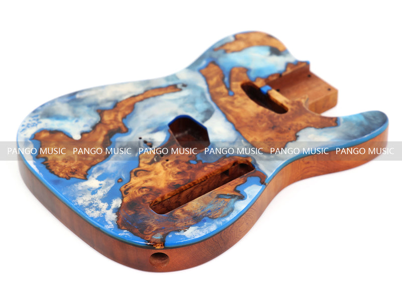 One-of-a-Kind Burl Wood Veneer Epoxy Resin TL Style Electric Guitar Body (BE-002)
