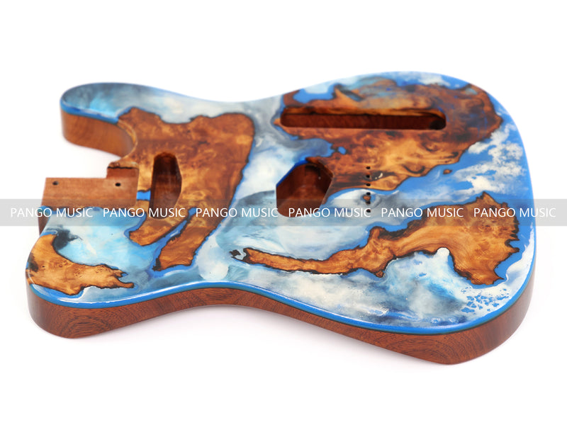 One-of-a-Kind Burl Wood Veneer Epoxy Resin TL Style Electric Guitar Body (BE-002)