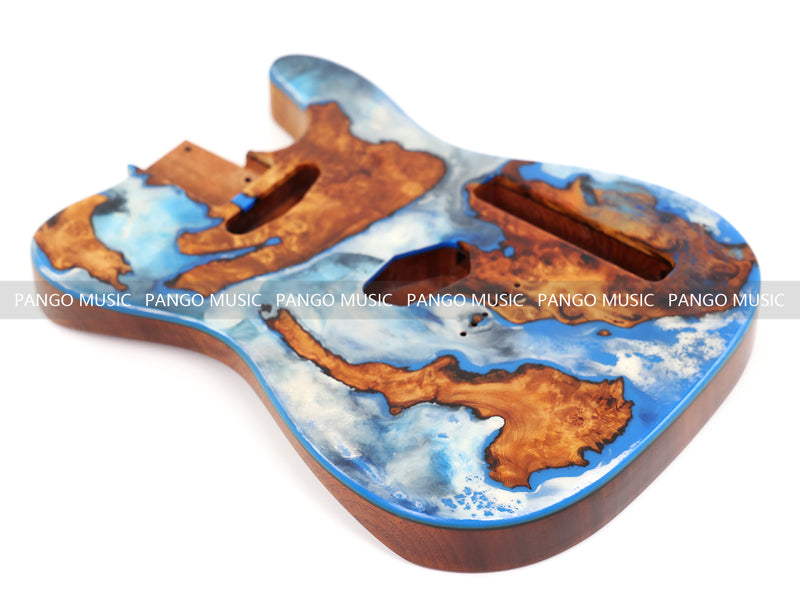One-of-a-Kind Burl Wood Veneer Epoxy Resin TL Style Electric Guitar Body (BE-002)