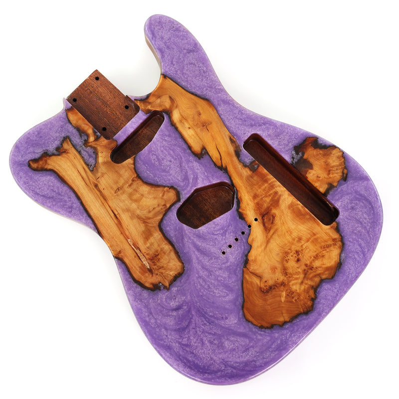 One-of-a-Kind Burl Wood Veneer Epoxy Resin TL Style Electric Guitar Body (BE-003)