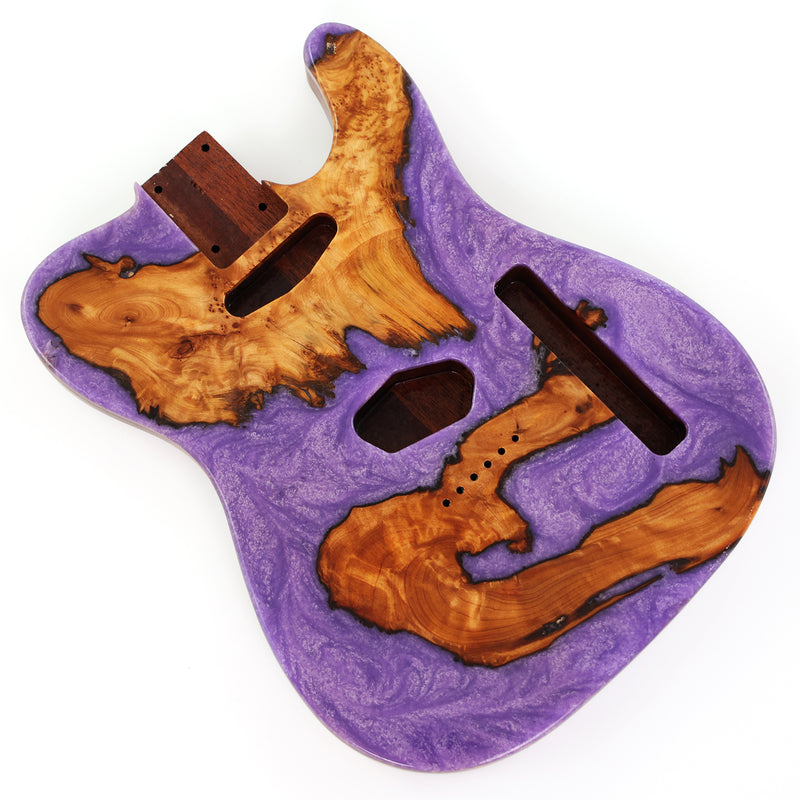 One-of-a-Kind Burl Wood Veneer Epoxy Resin Tele Style Electric Guitar Body (BE-004)