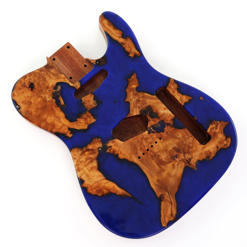 One-of-a-Kind Burl Wood Veneer Epoxy Resin Tele Style Electric Guitar Body (BE-005)