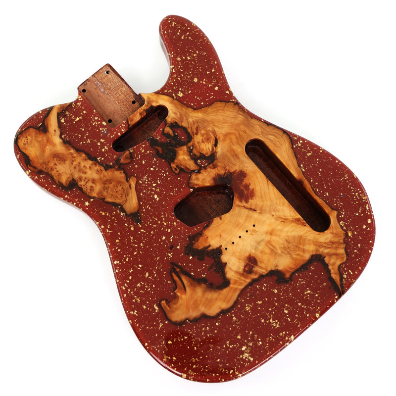 One-of-a-Kind Burl Wood Veneer Epoxy Resin Tele Style Electric Guitar Body (BE-006)