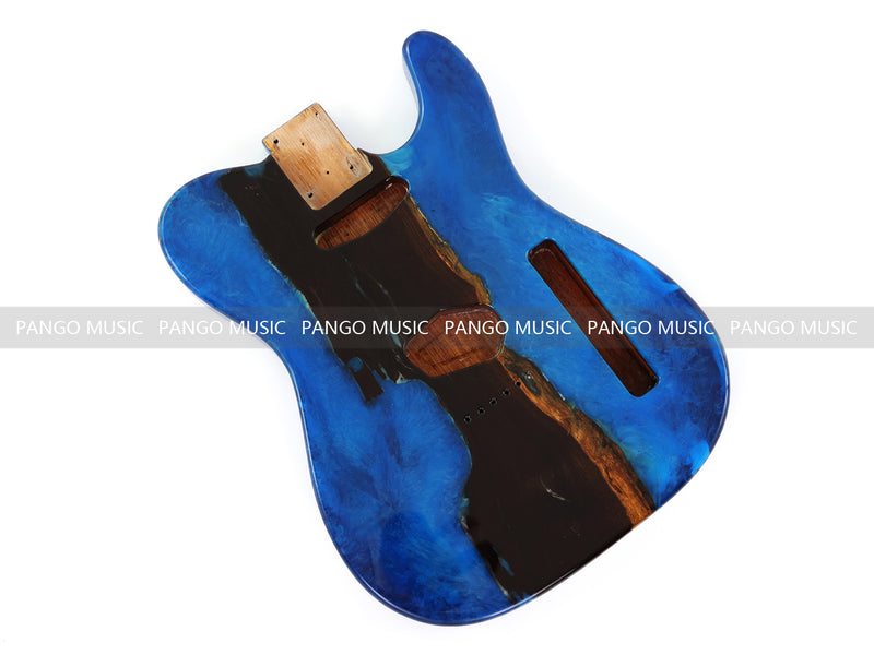 One-of-a-Kind Burl Wood Veneer Epoxy Resin Tele Style Electric Guitar Body (BE-007)