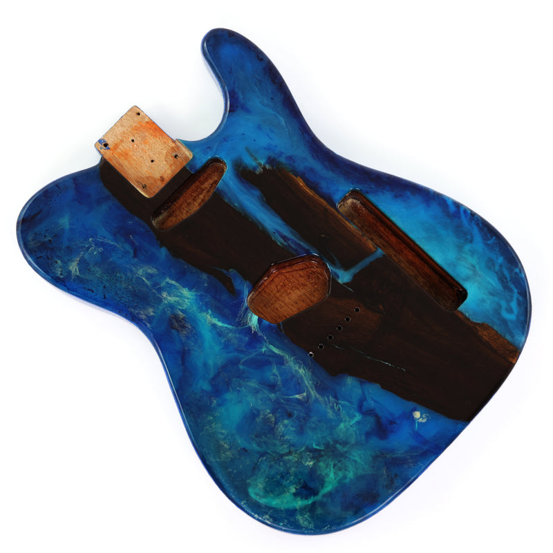 One-of-a-Kind Burl Wood Veneer Epoxy Resin Tele Style Electric Guitar Body (BE-008)