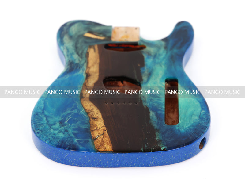 One-of-a-Kind Burl Wood Veneer Epoxy Resin Tele Style Electric Guitar Body (BE-009)