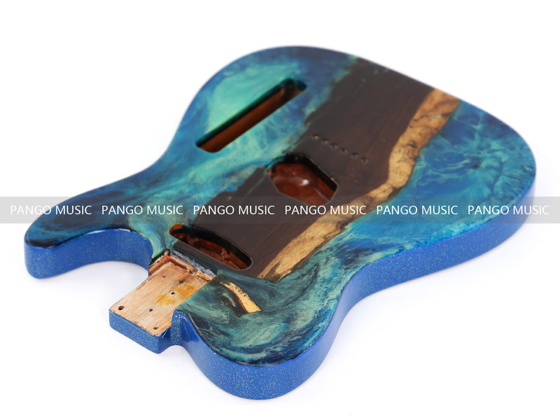 One-of-a-Kind Burl Wood Veneer Epoxy Resin Tele Style Electric Guitar Body (BE-009)
