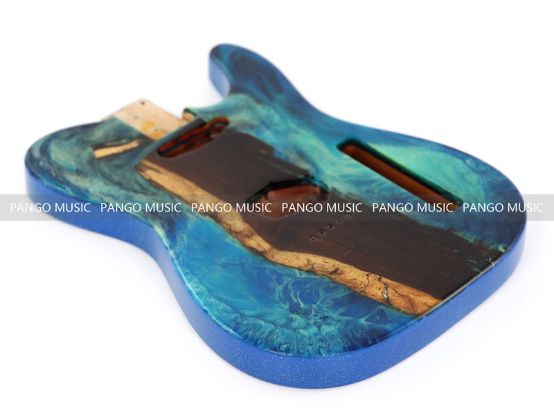 One-of-a-Kind Burl Wood Veneer Epoxy Resin Tele Style Electric Guitar Body (BE-009)