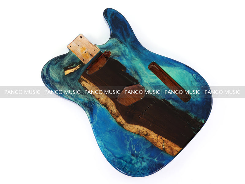 One-of-a-Kind Burl Wood Veneer Epoxy Resin Tele Style Electric Guitar Body (BE-009)