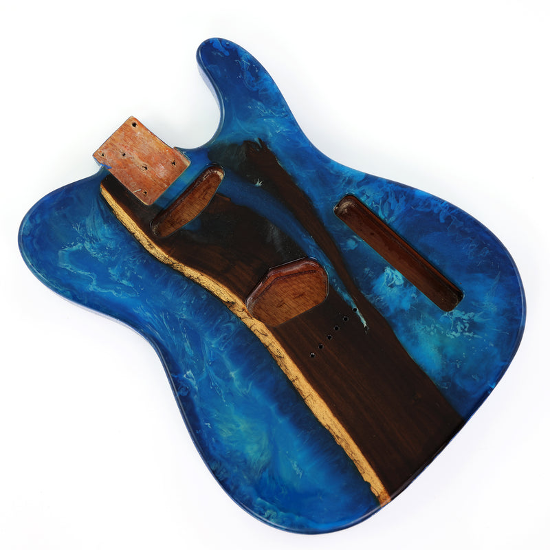One-of-a-Kind Burl Wood Veneer Epoxy Resin Tele Style Electric Guitar Body (BE-010)