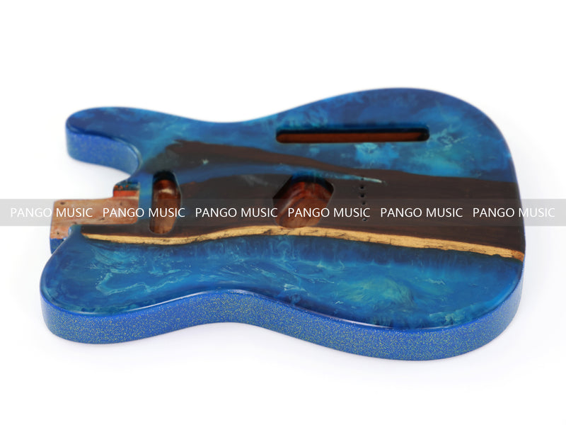 One-of-a-Kind Burl Wood Veneer Epoxy Resin Tele Style Electric Guitar Body (BE-010)