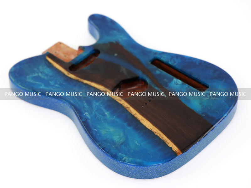 One-of-a-Kind Burl Wood Veneer Epoxy Resin Tele Style Electric Guitar Body (BE-010)