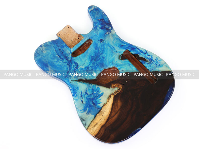 One-of-a-Kind Burl Wood Veneer Epoxy Resin Tele Style Electric Guitar Body (BE-011)