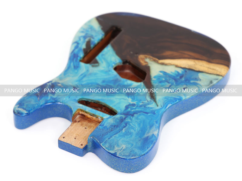 One-of-a-Kind Burl Wood Veneer Epoxy Resin Tele Style Electric Guitar Body (BE-011)