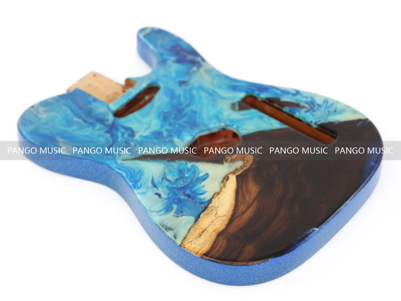 One-of-a-Kind Burl Wood Veneer Epoxy Resin Tele Style Electric Guitar Body (BE-011)