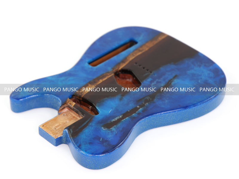 One-of-a-Kind Burl Wood Veneer Epoxy Resin Tele Style Electric Guitar Body (BE-012)