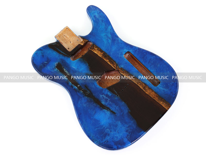 One-of-a-Kind Burl Wood Veneer Epoxy Resin Tele Style Electric Guitar Body (BE-012)