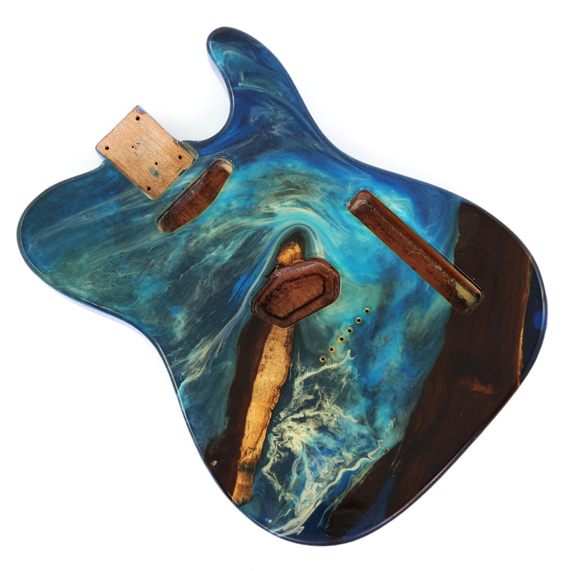One-of-a-Kind Burl Wood Veneer Epoxy Resin Tele Style Electric Guitar Body (BE-013)