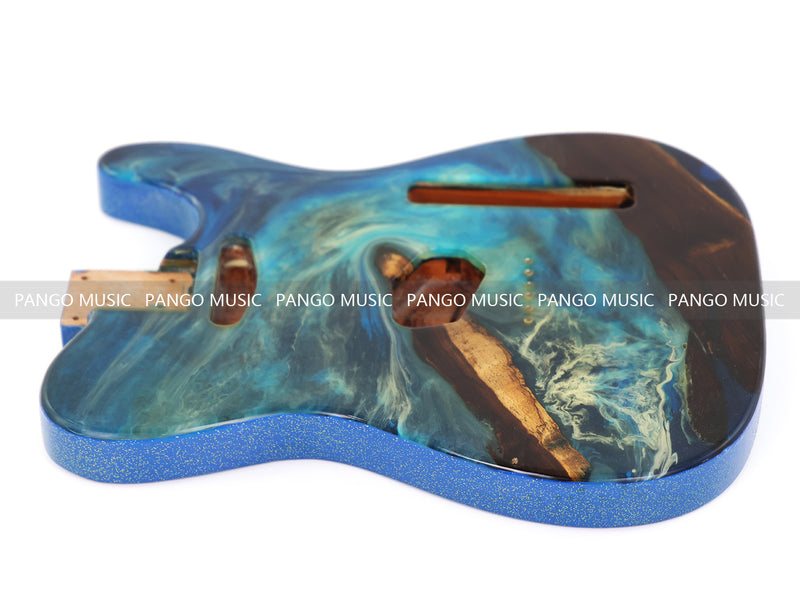 One-of-a-Kind Burl Wood Veneer Epoxy Resin Tele Style Electric Guitar Body (BE-013)