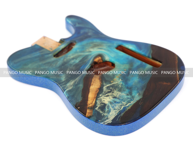One-of-a-Kind Burl Wood Veneer Epoxy Resin Tele Style Electric Guitar Body (BE-013)